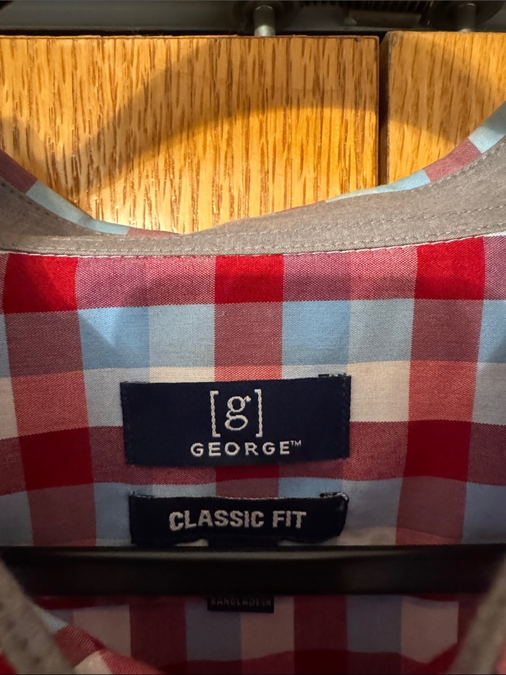 George Red and Light Blue Plaid Button-Down Shirt - Picture 3 of 4